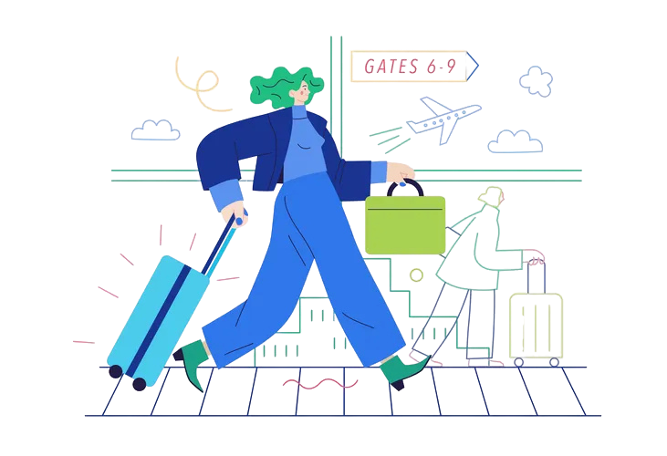 Illustration of a person on a podium holding a flag